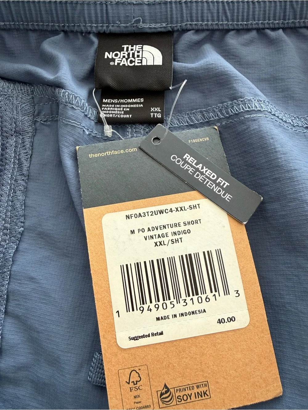 The North Face Class V Pull-On Adventure Shorts NWT Vintage Indigo XXL Tech